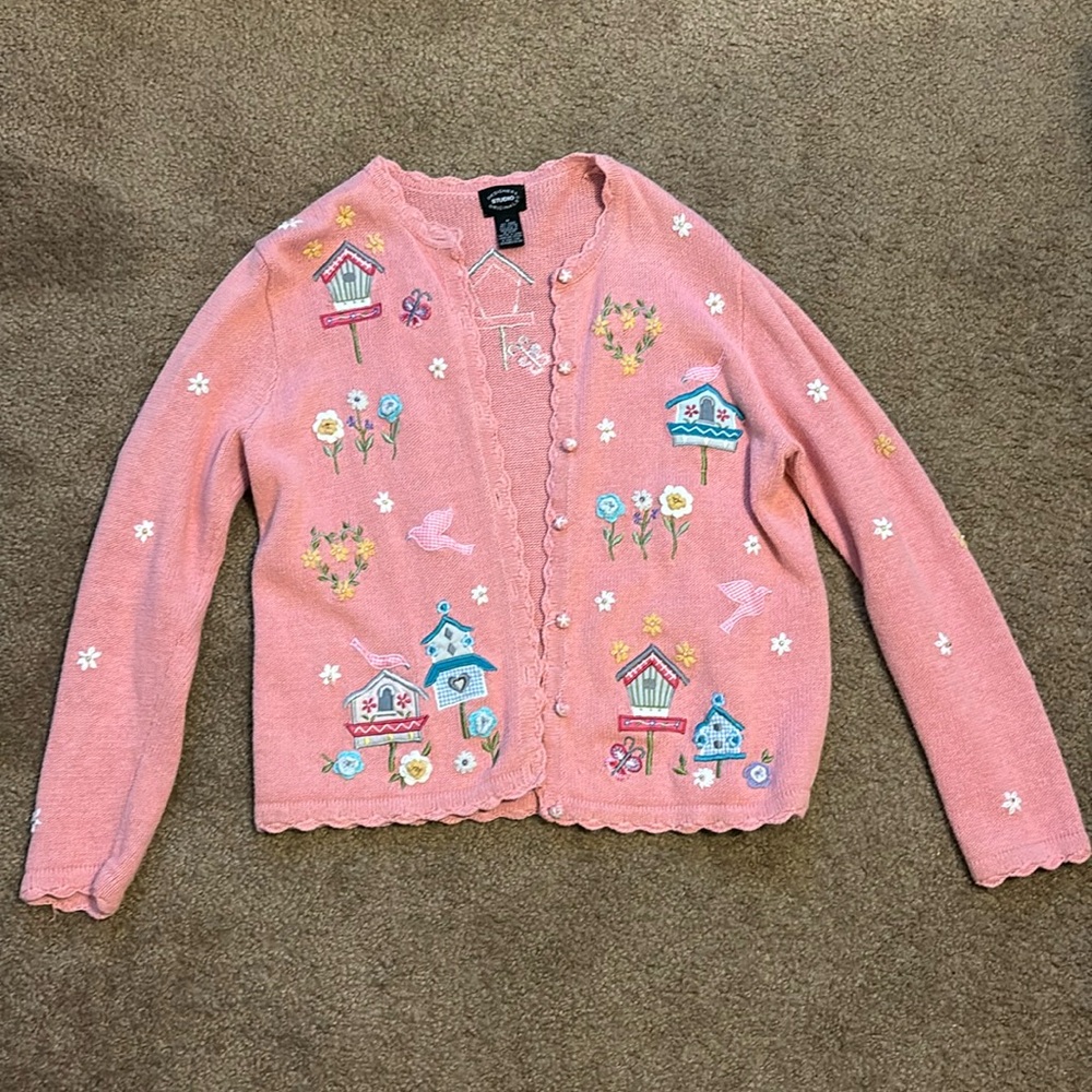 Pink button up sweater